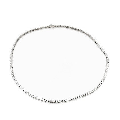 Four Prongs full paved tennis necklace